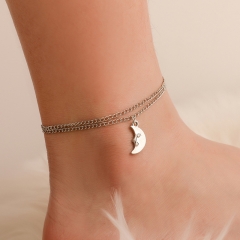 Wholesale Product Beach Retro Anklet Simple Double Moon Anklet