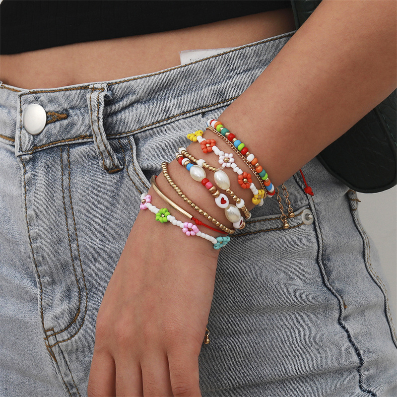 Wholesale Fashionable Bohemian Colorful Beaded Bracelet Set