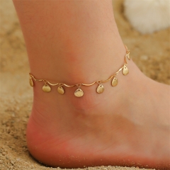 Wholesale Korean  Beach Style Metal Shell Pendant Anklet Fashion Simple Tassel Ladies Foot Chain