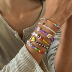 Wholesale Bohemian Colorful Acrylic Letter Bracelet Fashion Resin Love Heart