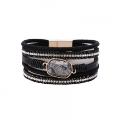 Bohemian Rhinestone Leather Bracelet Hand Ornament Diamond Distributor