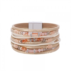 Bohemian Multi-layer Crystal Bead Leather Multi-layer Leather Bracelet Diamond Small Ornaments Jewelry Accessories Distributor