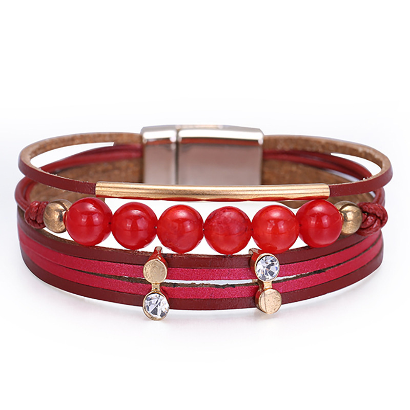 Selling Bracelet Bohemian Beaded Copper Multi-layer Leather Bracelet For Women Distributor