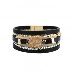 AliExpress  Selling Bohemian Multilayer Leather Crystal Stone Bracelet Leather Braided Magnetic Bracelet Distributor