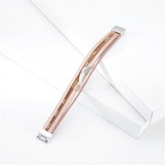 Fashion Bohemian Bracelet Angel Wings Retro Multilayer Magnetic Leather Bracelet Female Distributor