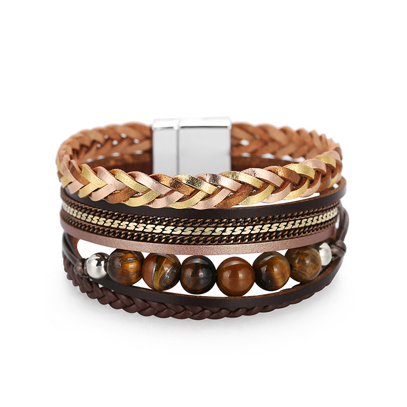 Explosive Bracelet Bohemian Style Multilayer Woven Leather Beaded Bracelet Distributor