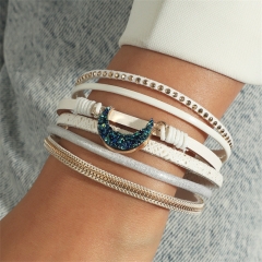 The Bracelet Creative Personality Multi-layer Woven Leather Moon Bracelet Distributor