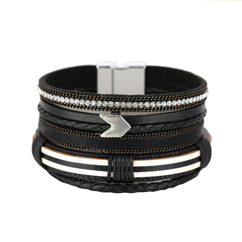 Bohemian Bracelet Arrow Accessories Multilayer Leather Magnetic Clasp Ladies Bracelet Distributor