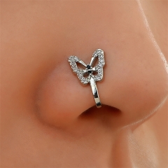 Wholesale Fashion Personality U-shaped Fake Nose Ring With Diamond Butterfly Nose Nails Vendors