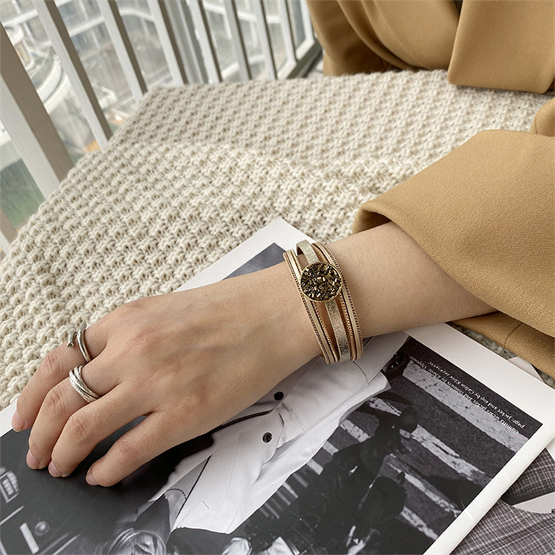 Style Female Bracelet Bohemian Multi-layer Leather Wide-edge Fashion Magnetic Clasp Bracelet Distributor