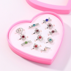 Colorful Crystal Diamond Ring Princess Gemstone Ring Distributor