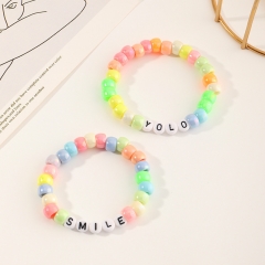 Simple Color Synthetic Resin Personality Letter Children Bracelet Distributor
