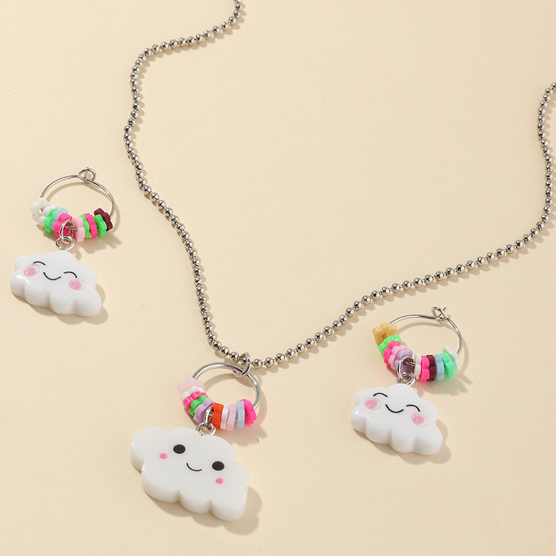 Wholesale Children's Cloud Necklace Soft Pottery Cartoon Stud Earrings Vendors