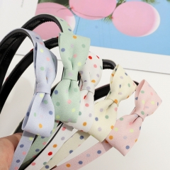 Chiffon Fabric Bowknot Polka Dot Headband Sweet Handmade Headband Manufacturer