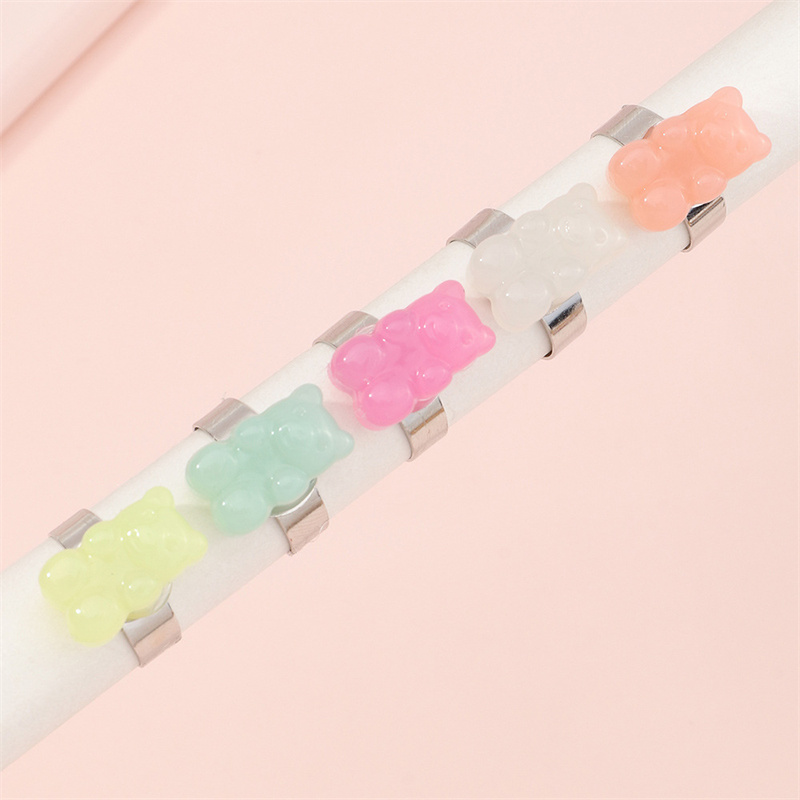 Sweet And Cute Colorful Resin Bear Ring Opening Distributor
