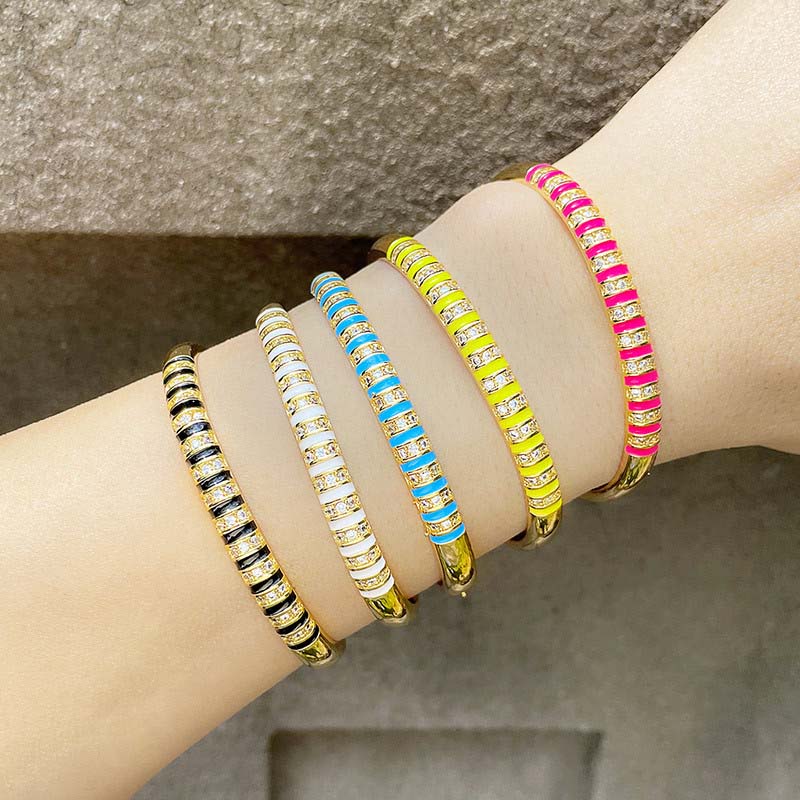 Wholesale Bohemian Color Drip Oil Heavy Industry Bracelet Trendy Personality Fashion Ethnic Zircon Bracelet Vendors