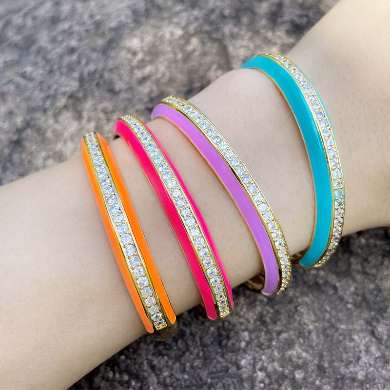 Wholesale Selling Jewelry Design Personality Bohemian Color Dripping Oil Zircon Bracelet Bracelet Female Vendors