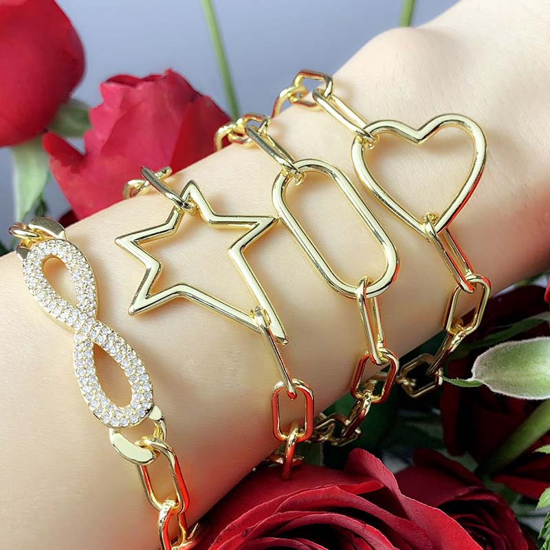 Wholesale Street Hip Hop Simple Thick Bracelet Female Tide Love Geometric Bracelet Vendors