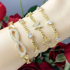 Wholesale Jewelry Love Heart Bracelet Girls Butterfly Inlaid Zircon Bracelet Vendors