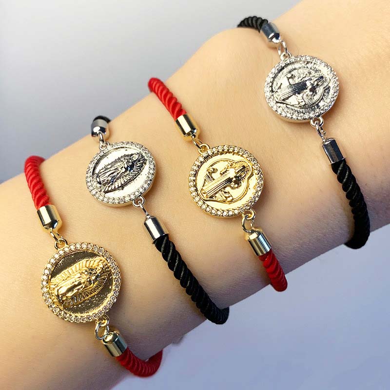 Wholesale Jewelry Virgin Mary Male And Female Couples Red Rope Black Rope Bracelet Vendors