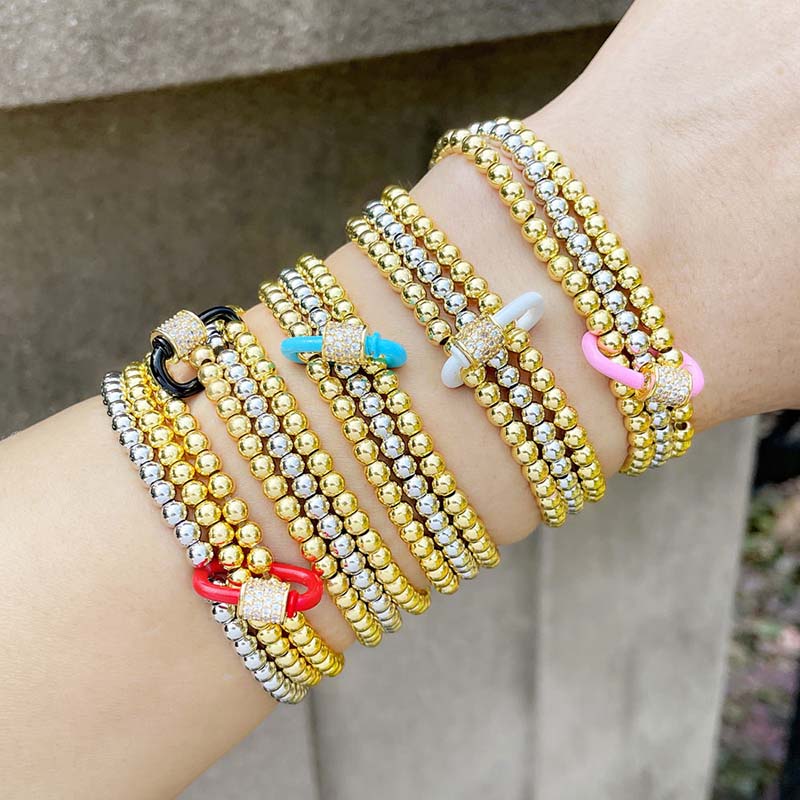 Wholesale Creative Personality Fashion Trend Bracelet Hip Hop Metal Round Bead Multi-layer Bracelet Vendors