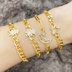 Wholesale Explosive Cuban Chain Bracelet Design Sense Star Moon Stitching Bracelet Female Vendors