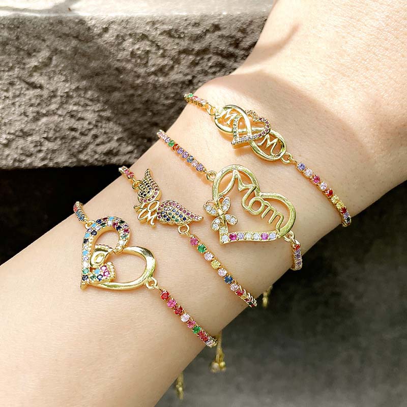 Wholesale Diamond MAMA Letter Bracelet Female Accessories Mother's Day Gift Adjustable Bracelet Vendors