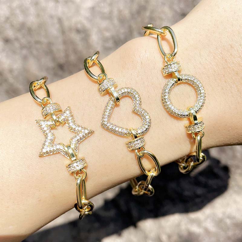 Wholesale Personality Exaggerated Thick Chain Bracelet Punk Hip Hop Love Heart Lips Water Drop Bracelet Vendors