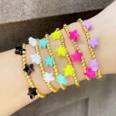 Wholesale Bohemian Bracelet Women's Color Drop Oil Star Metal Beaded Bracelet Vendors