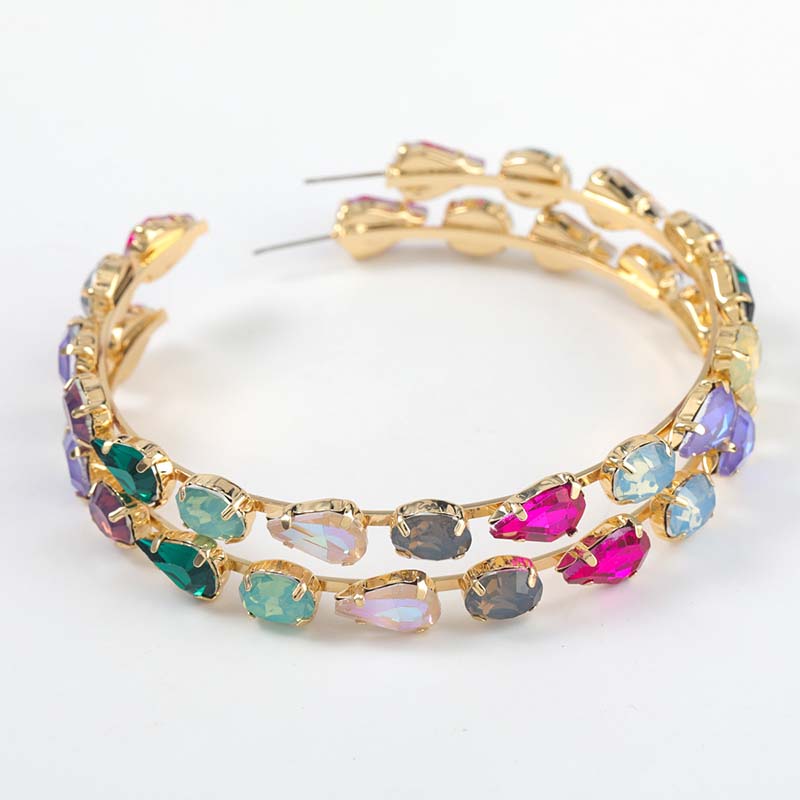 Wholesale Fashion Color Diamond Alloy Drop-shaped Earrings Trend Vendors