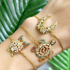 Wholesale Original Rainbow Jewelry Full Rhinestone Colored Zircon Owl Turtle Bracelet Vendors