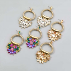 Wholesale Fashion Color Diamond Ring Alloy Diamond Acrylic Flower Earrings Vendors