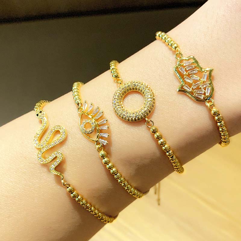 Wholesale Product Jewelry Creative Micro-inlaid Colorful Zircon Snake-shaped Bracelet Adjustable Vendors