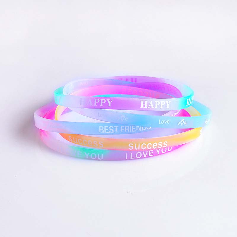 Wholesale Silicone Bracelet Candy Color Letter Sports Bracelet Fashion Printed Rubber Vendors