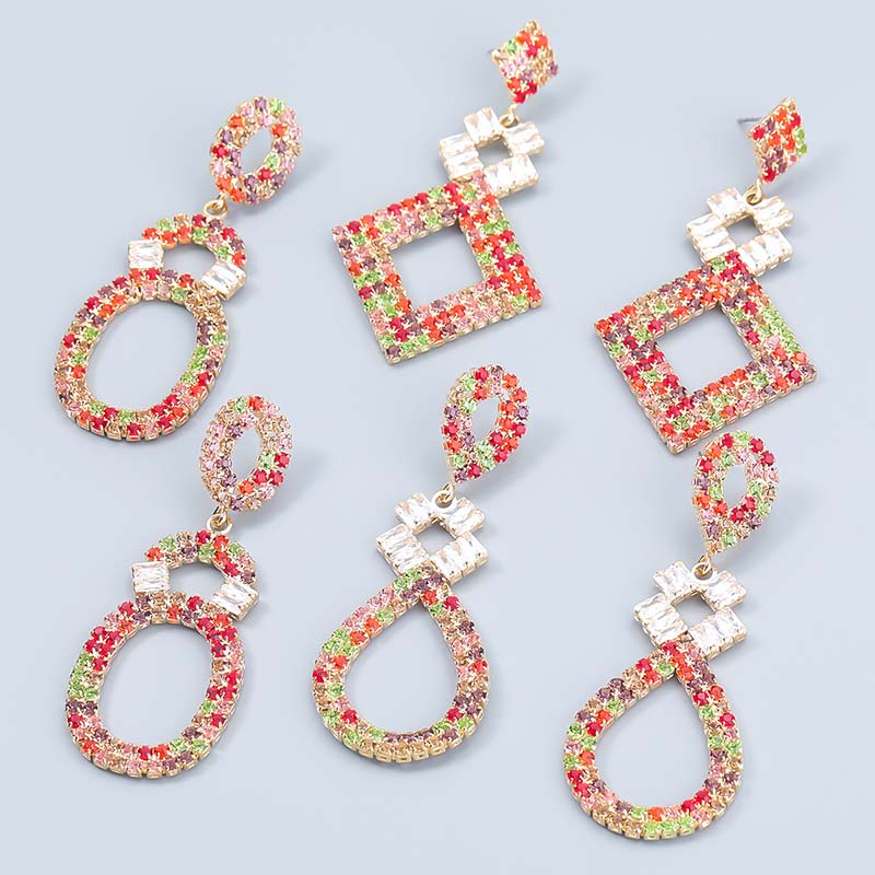 Wholesale Multi-layer Alloy Diamond-studded Geometric Earrings Vendors