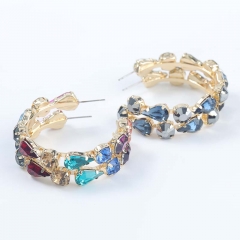 Wholesale Fashion Color Diamond Alloy Drop-shaped C-shaped Earrings Vendors