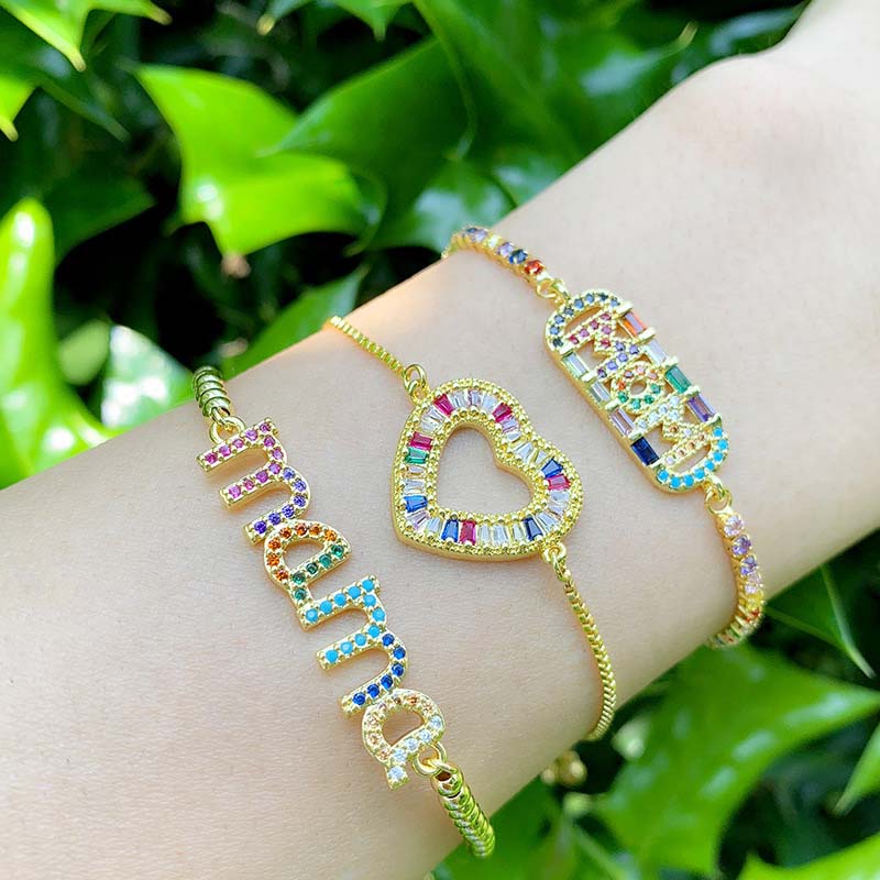 Wholesale Letter Mama Bracelet Love Peach Heart Crystal Bracelet Women Vendors