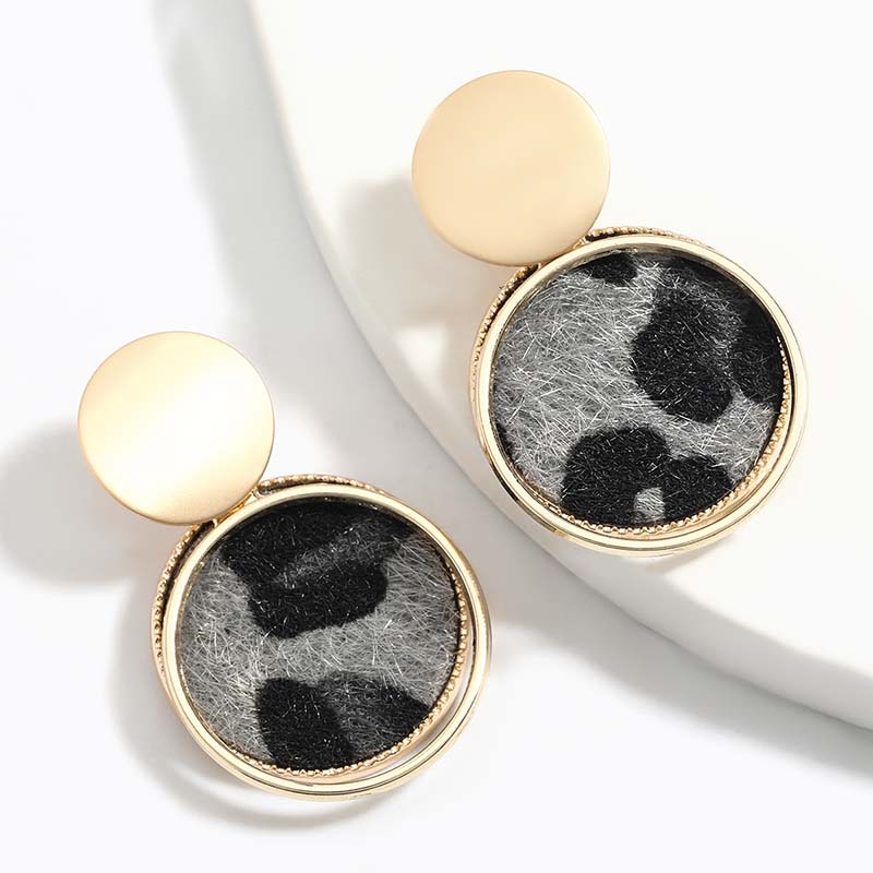 Multi-layer Round Alloy Flannel Leopard Earrings Sexy Manufacturer