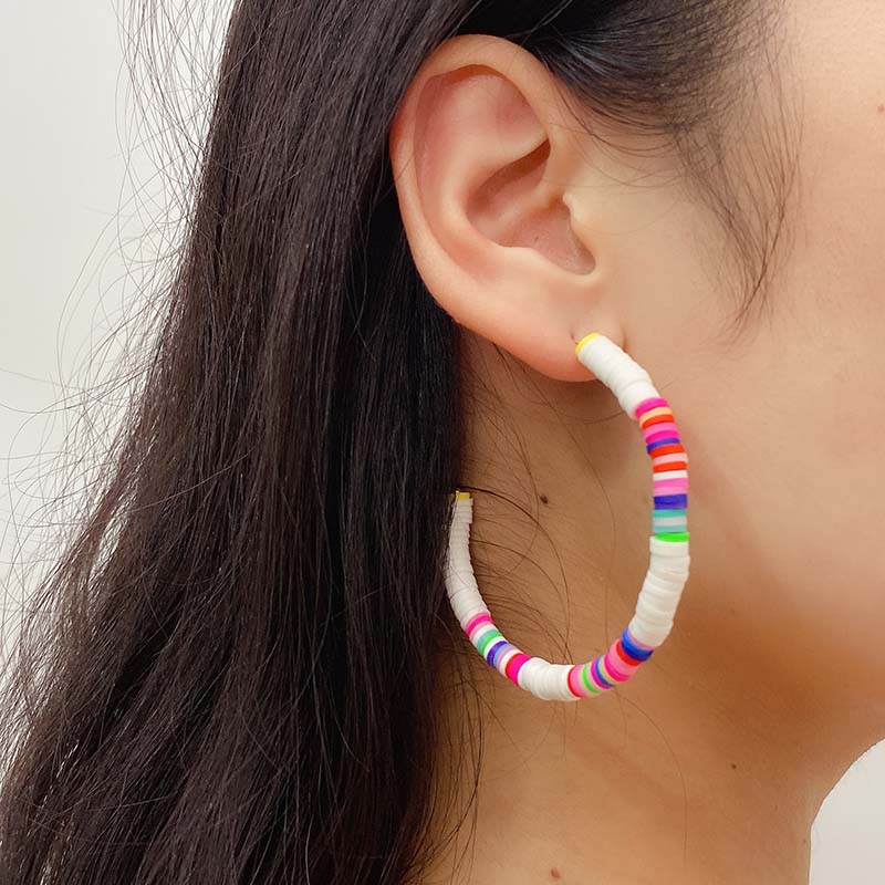 Wholesale Fashion Simple Color Earrings Retro Ethnic Soft Ceramic Earrings Vendors