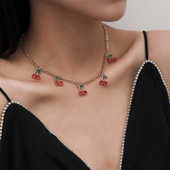 Wholesale Generous Single Layer Clavicle Chain Necklace Female Fashion Small Cherry Pendant Necklace Vendors