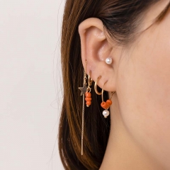 Wholesale Simple Long Tassel Star Love Earrings Fashion Imitation Pearl Set Earrings Vendors