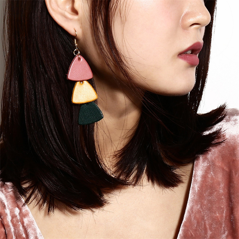 Wholesale Fashion Hanfan Earrings Candy Color Leather Multi-element Pearl Earrings Women Vendors