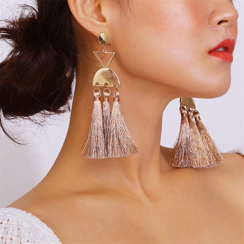 Wholesale Fashion Trendy Exaggerated Earrings Retro Long Handmade Tassel Earrings Women Vendors
