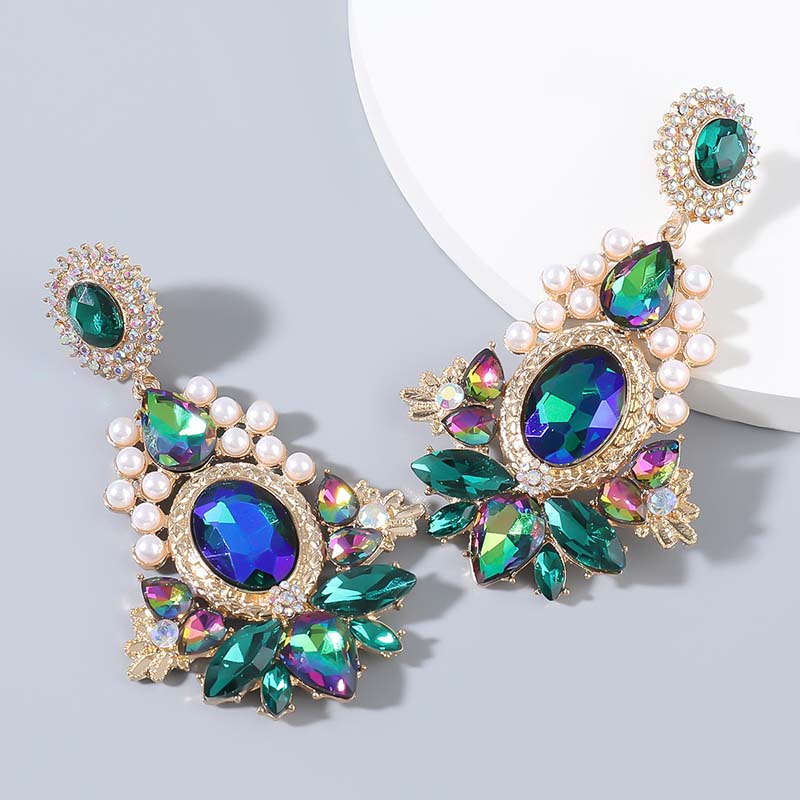 Fashion Trend Alloy Diamond And Pearl Geometric Earrings Earrings Party Earrings Supplier