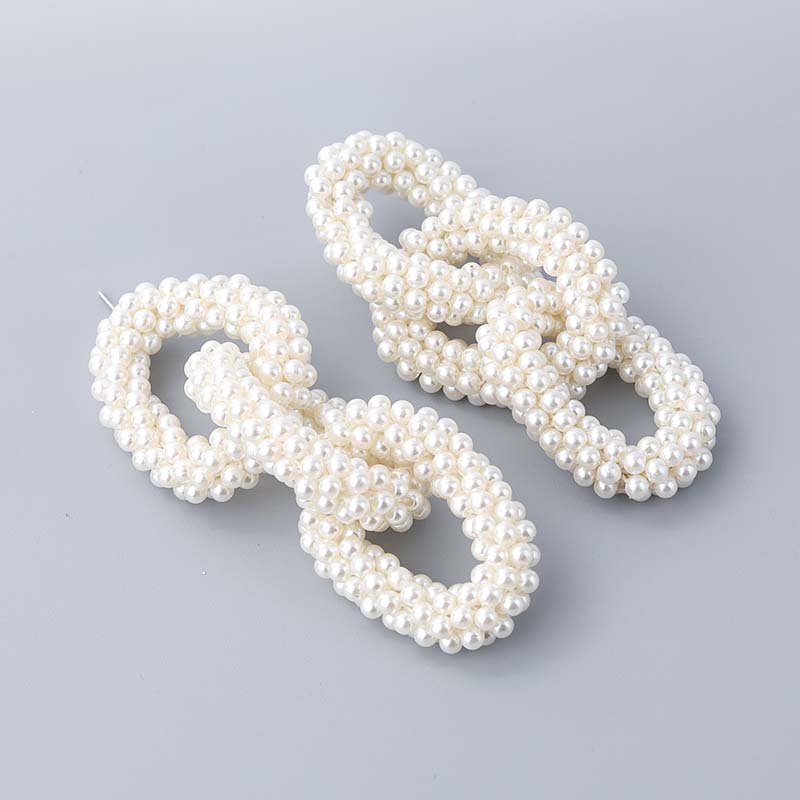 Exaggerated Chain-like Imitation Pearl Earrings Trendy Retro Earrings French Style Supplier