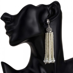 Wholesale Jewelry Exaggerated Fashion Multi-layer Tassel Earrings Imitation Pearl Crown