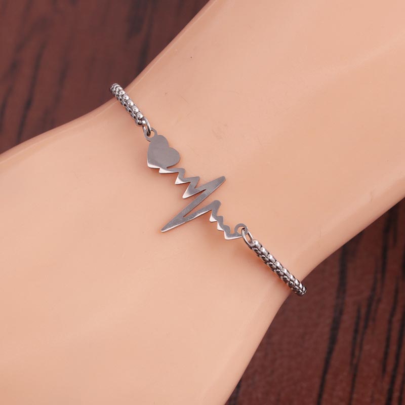 Wholesale Titanium Steel Double Hole ECG Adjustable Bracelet Stainless Steel