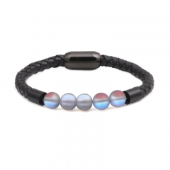 Moonstone Beaded Bracelet Stainless Steel Magnetic Buckle Leather Trend Manufacturer