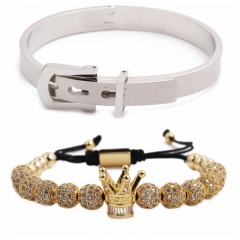 Roman Alphabet Stainless Steel Bracelet Crown Braided Bracelet Set Manufacturer