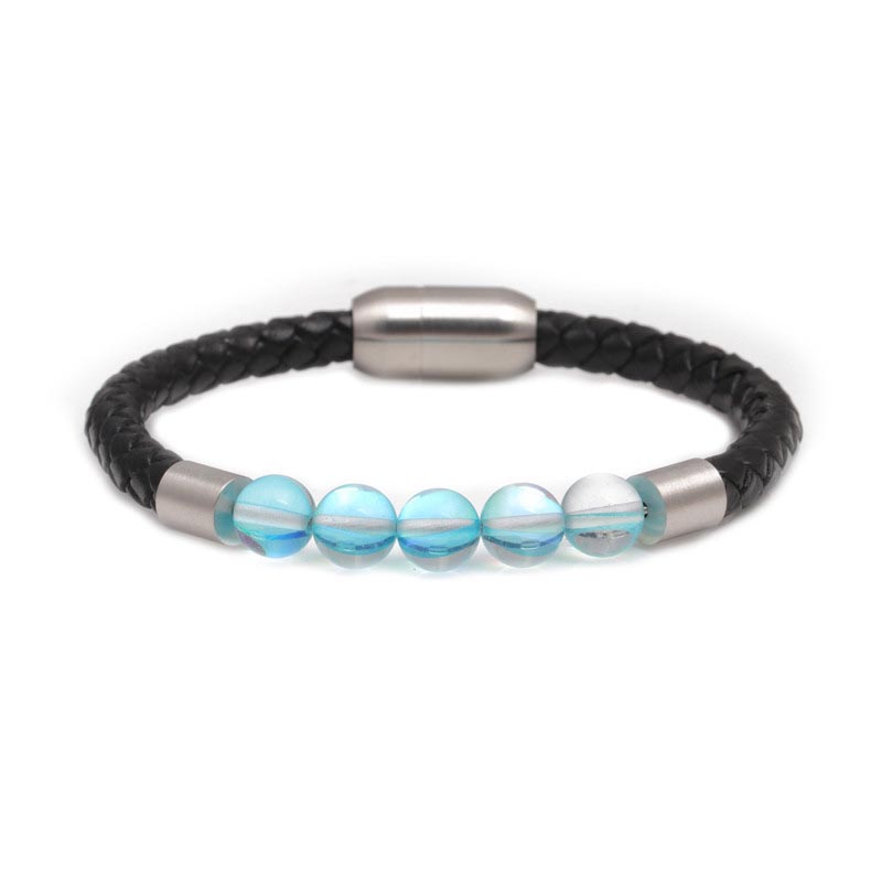 Moonstone Bracelet Stainless Steel Magnetic Buckle Leather Fashion Manufacturer